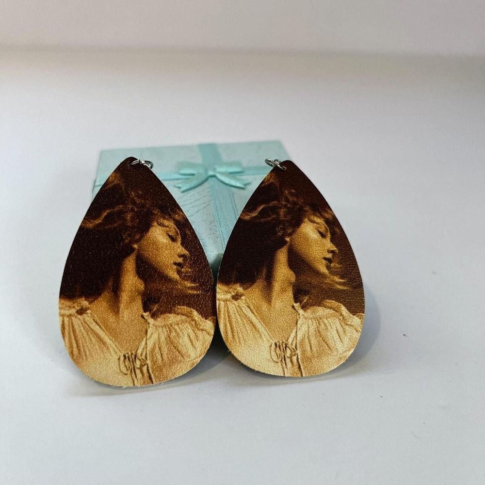 Taylor Swift Double-Sided Sepia Image Era Concert French Hooks Teardrop Earrings
